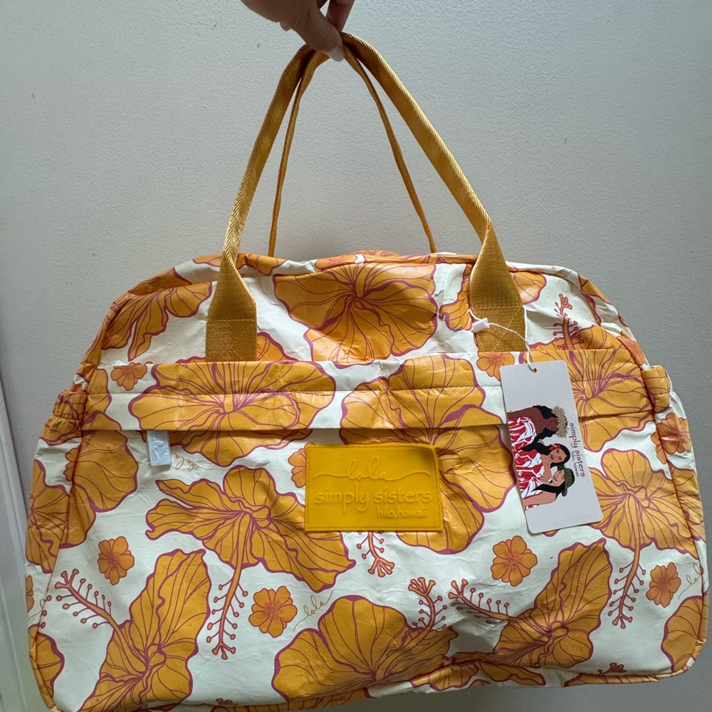 Simply Sisters hibiscus tote bag